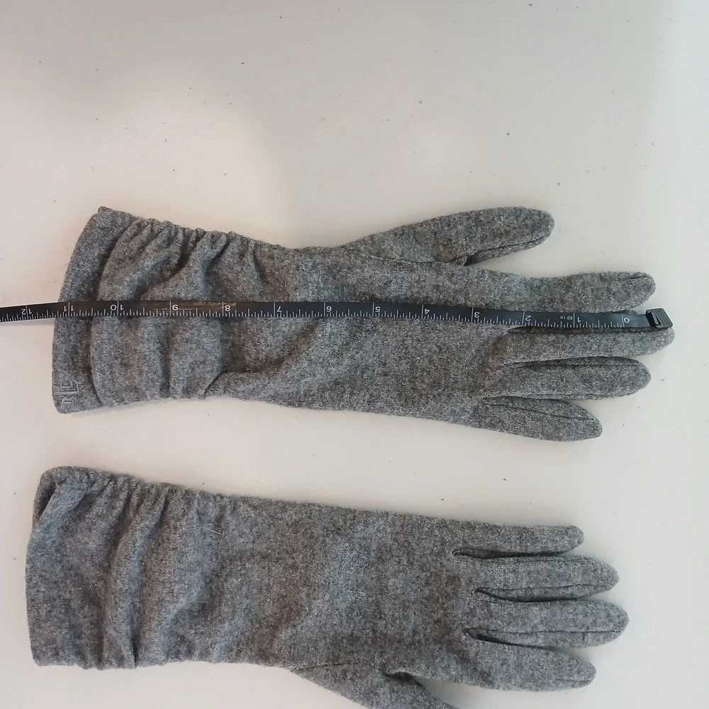 Lauren Ralph Lauren Gloves Women Large Gray Wool Winter Warm Classic Soft